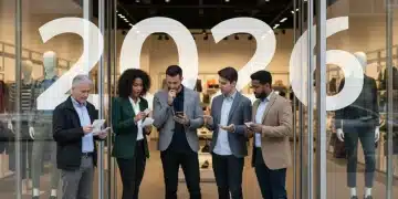 Consumers discussing new retail return policies outside a modern store in 2026