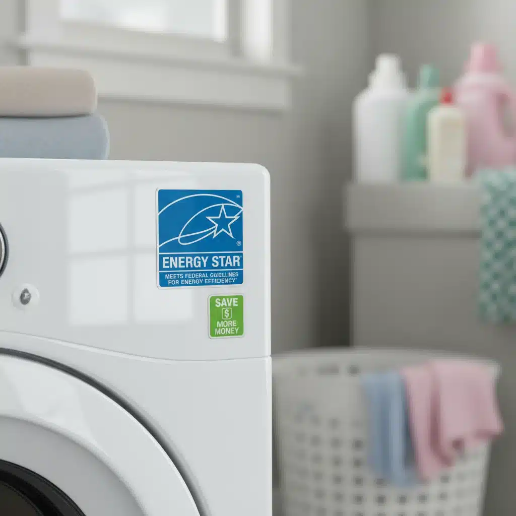 Energy Star label on a washing machine, highlighting energy efficiency certification.