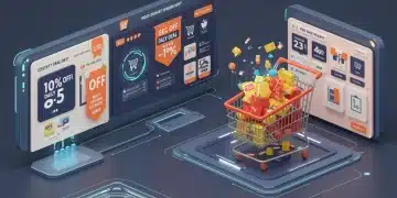 Futuristic e-commerce platform with 10% daily deal banners