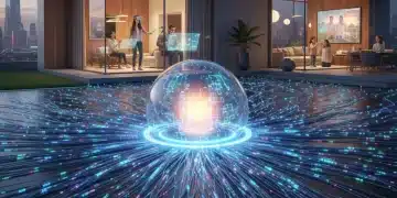 Futuristic fiber optic network connecting a modern home, symbolizing high-speed internet in 2026.