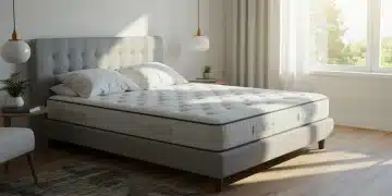 Luxurious modern mattress in a serene bedroom setting, emphasizing comfort and quality sleep