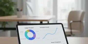 Digital dashboard showing personal finance management, investment tracking, and savings goals on a tablet.