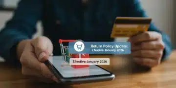 Smartphone showing new return policy notification for online shopping