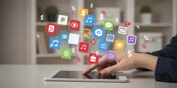 Person analyzing subscription services on a digital device to find savings